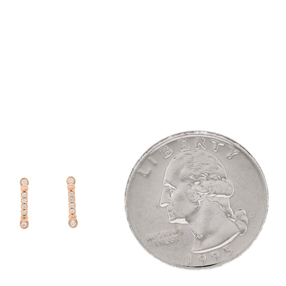 Tiffany 18K Rose Gold Diamond Fleur de Lis Key Bar Earrings 2 of 6