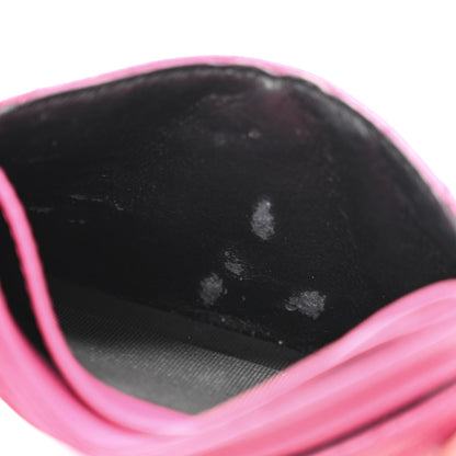 Saint Laurent Grain De Poudre Matelasse Chevron Monogram Credit Card Case Fresh Fuxia 8 of 10