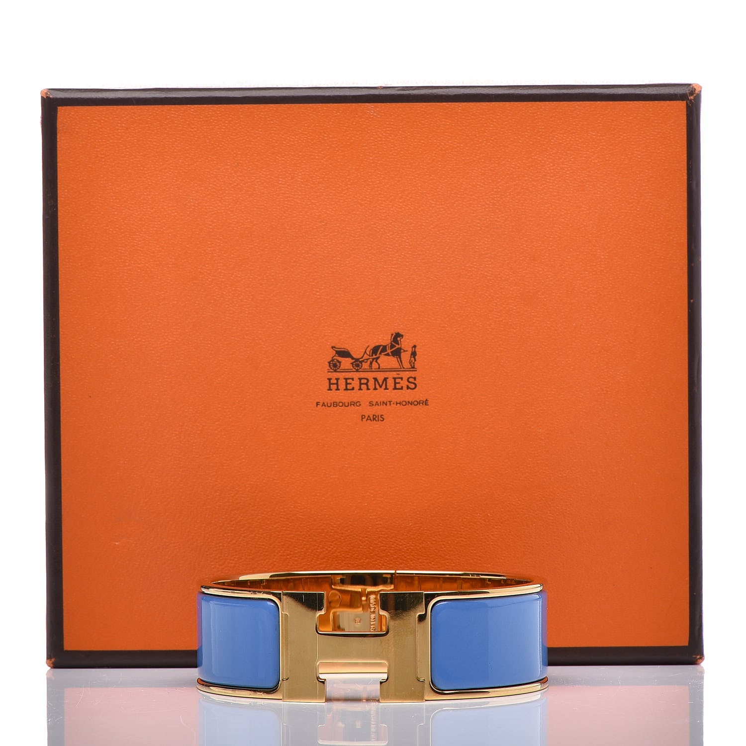 Hermes Enamel Wide Clic Clac H Bracelet GM Bleu Transat 7 of 7