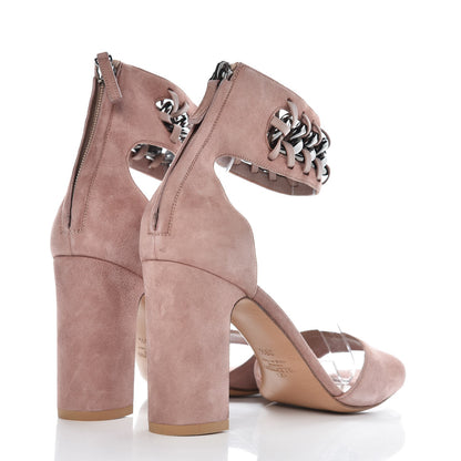 Valentino Garavani Suede Chain Ankle Strap Sandals 39.5 Poudre 4 of 7