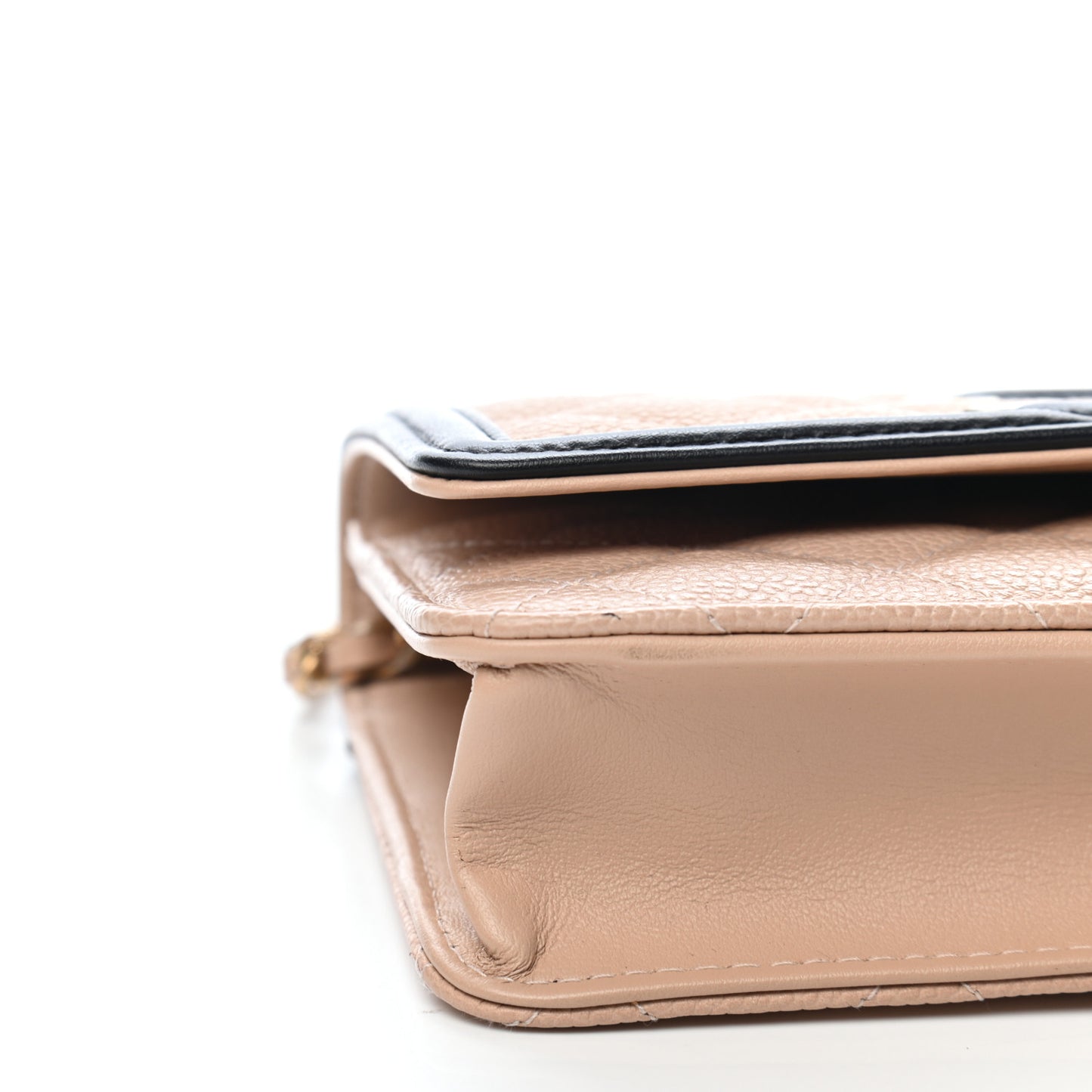 Caviar Quilted CC Filigree Wallet On Chain WOC Beige Black