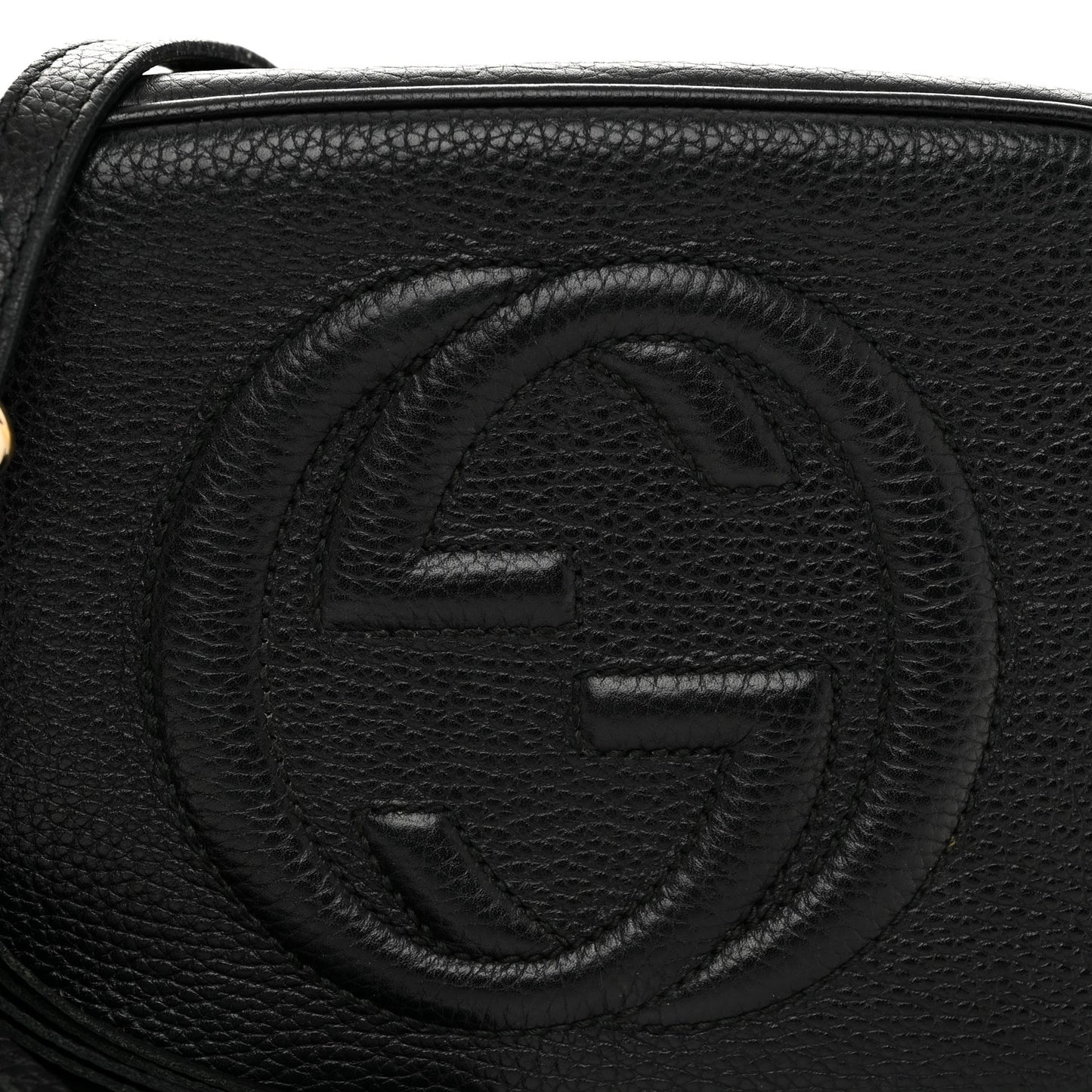 Pebbled Calfskin Small Soho Disco Bag Black