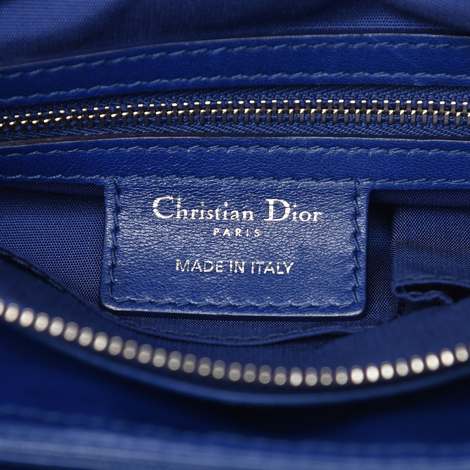 Christian Dior Lambskin Cannage Granville Polochon Blue 9 of 21