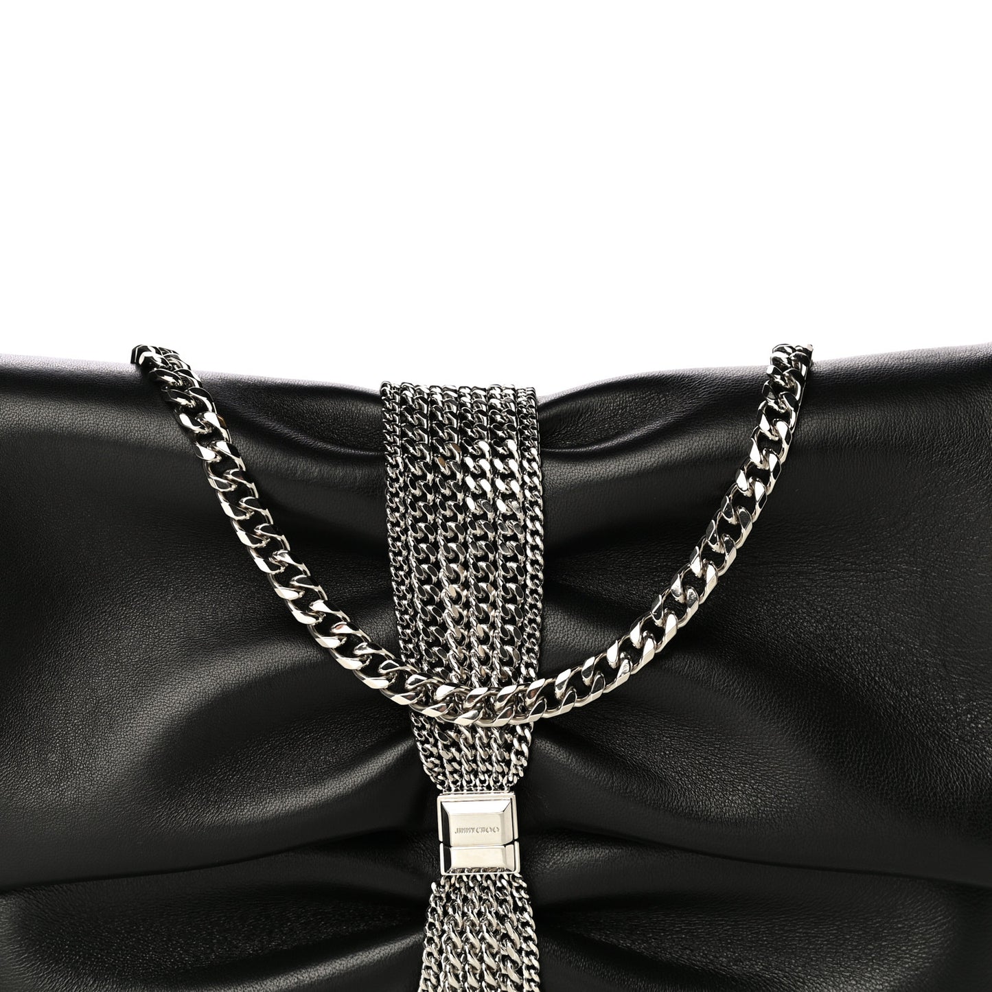 Lambskin Daisy Foldover Clutch Black