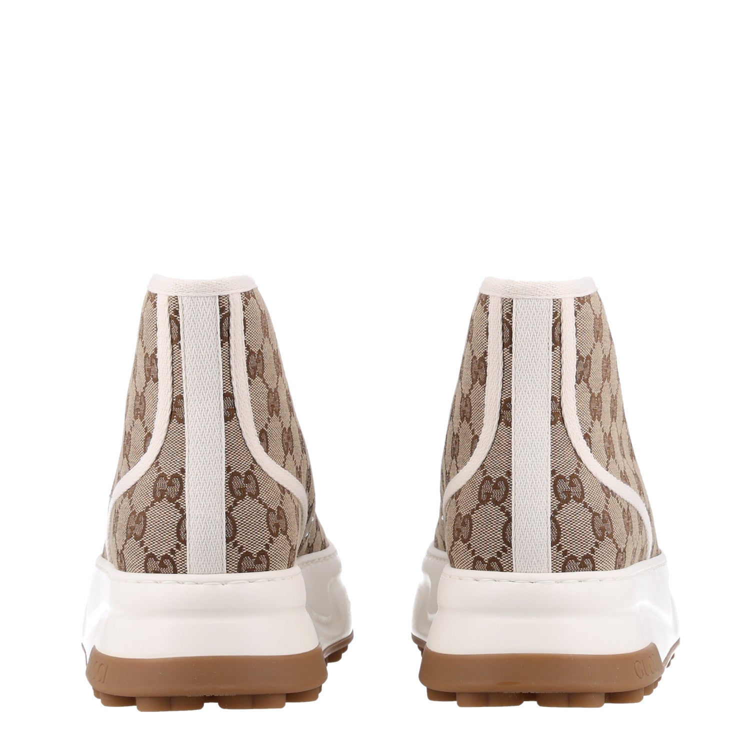 Gucci GG Monogram Mens 1977 Tennis High Top Platform 55mm Sneakers 9 Beige Ebony Mystic White 7 of 10
