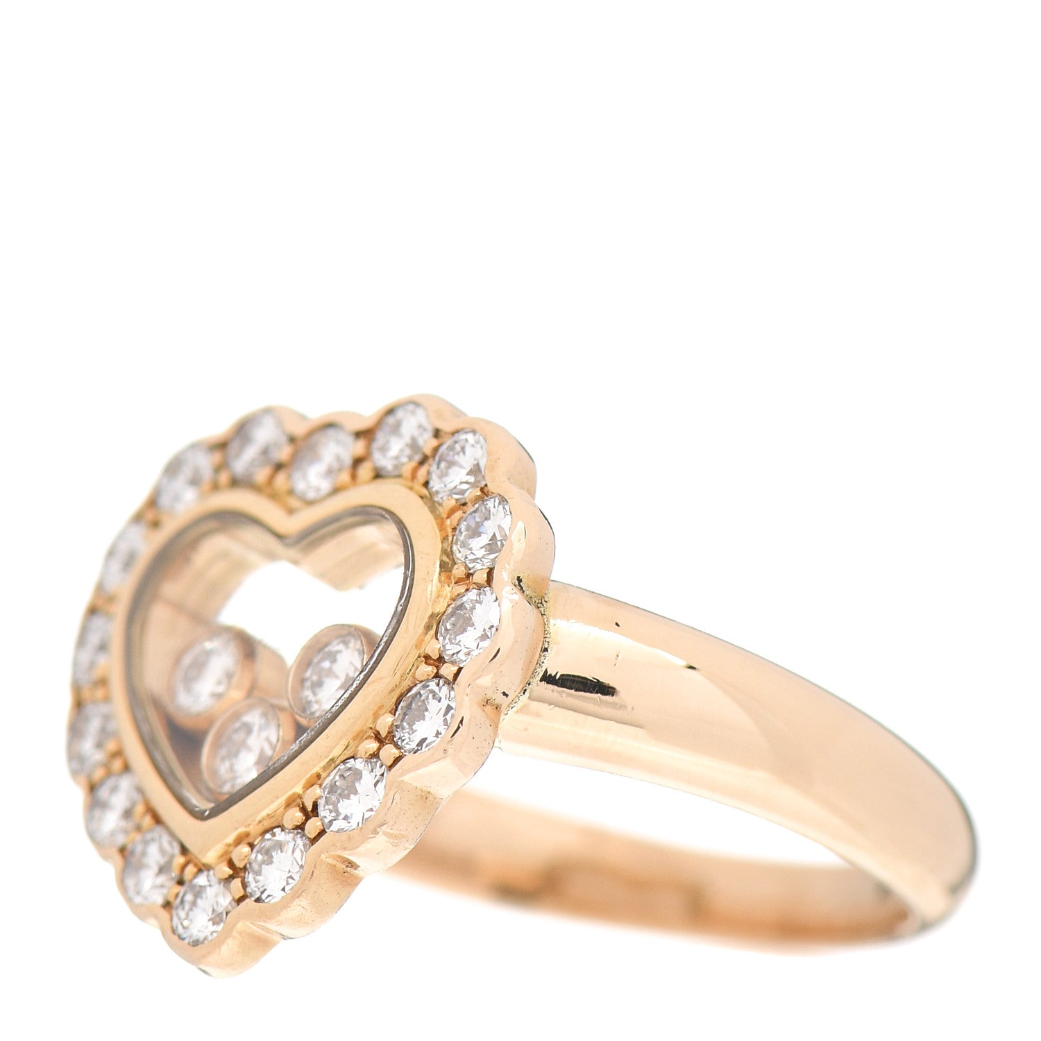 Chopard 18K Yellow Gold Diamond 3 Happy Diamond Heart Ring 48 4.5 3 of 5