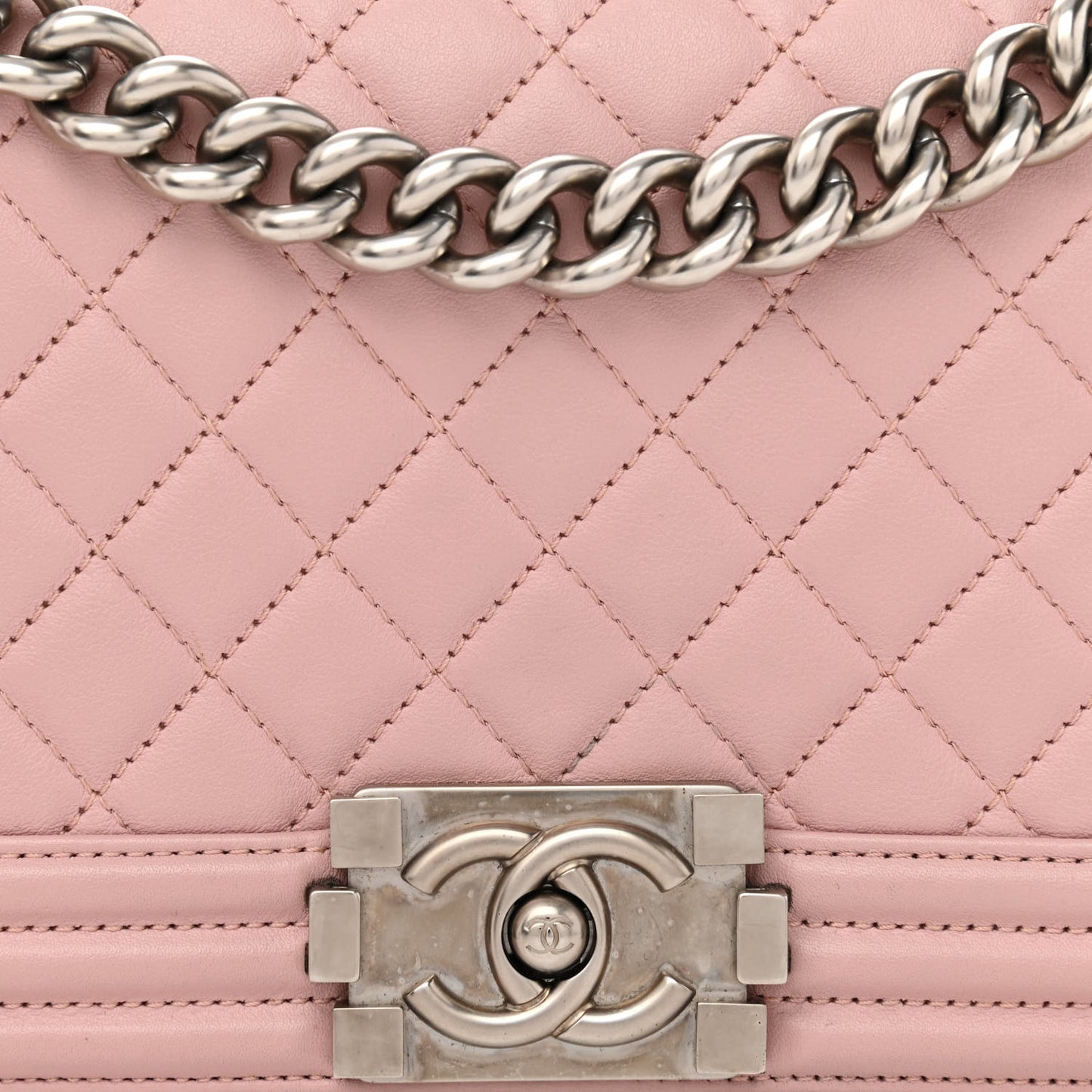 Calfskin Quilted Medium Boy Flap Light Pink