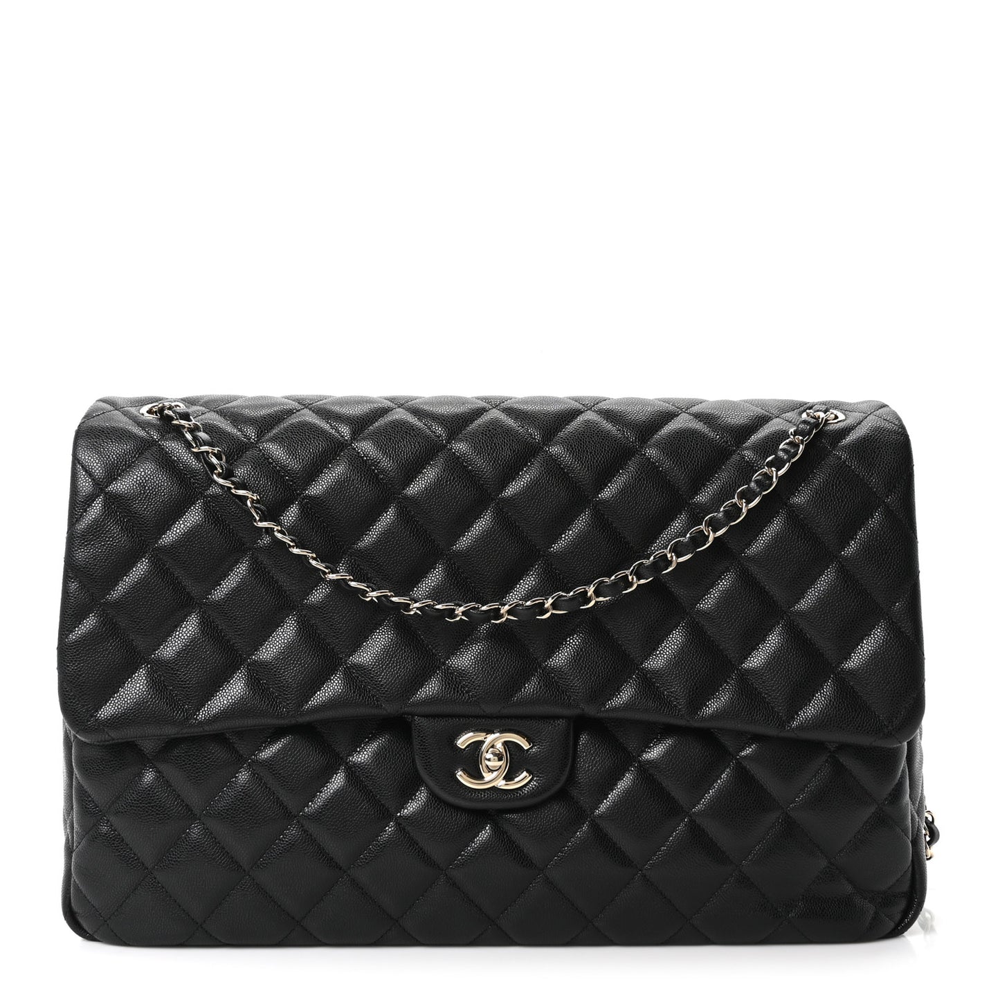 Caviar Quilted XXL Travel Flap Bag Black