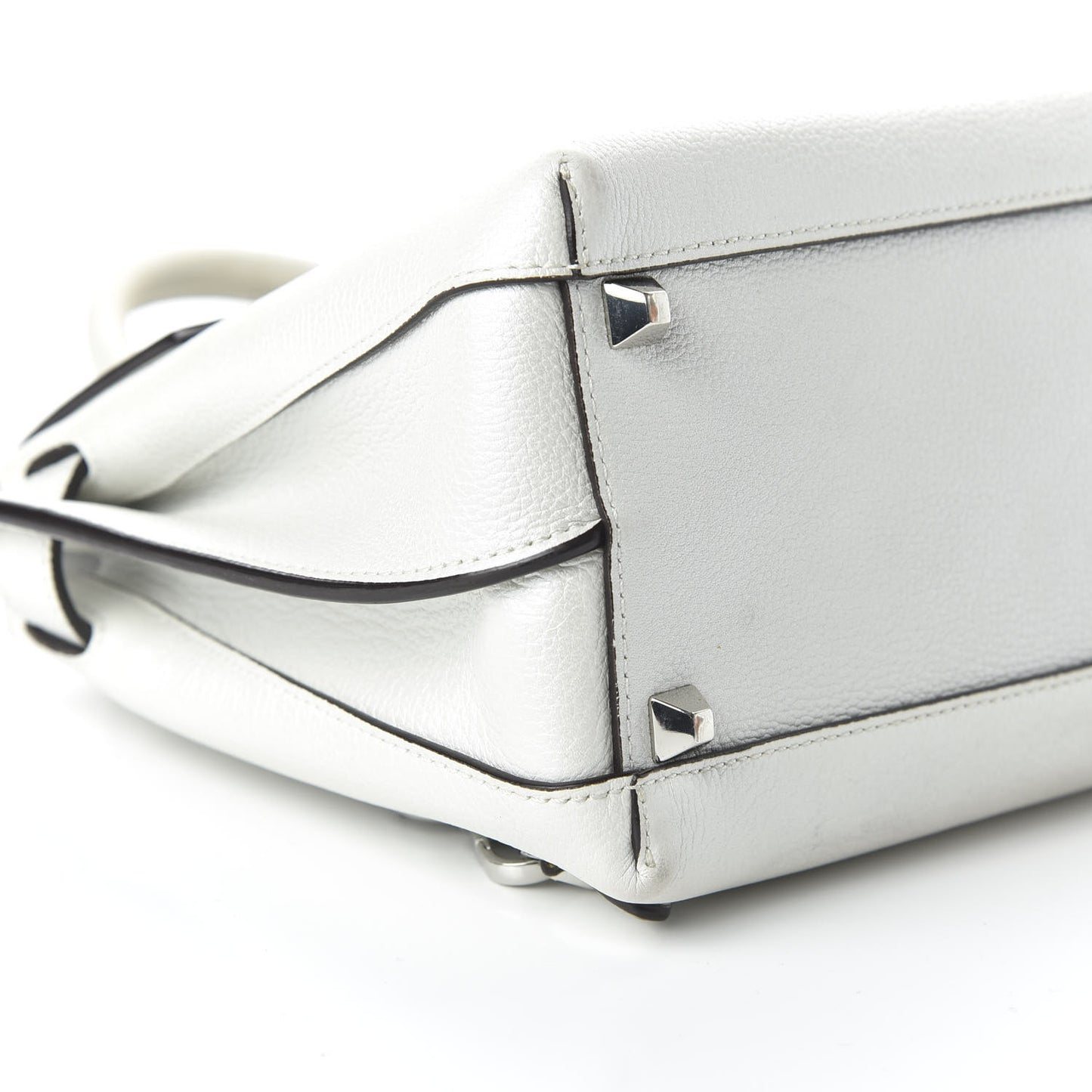 Grained Calfskin Medium Milla Convertible Backpack White Flake