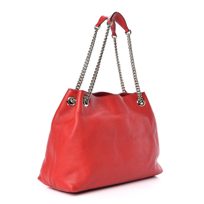 Gucci Pebbled Calfskin Medium Soho Chain Shoulder Bag Tabasco Red 3 of 9