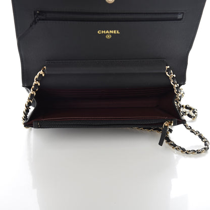 Chanel Caviar Chevron Quilted Wallet On Chain WOC Black 5 of 11