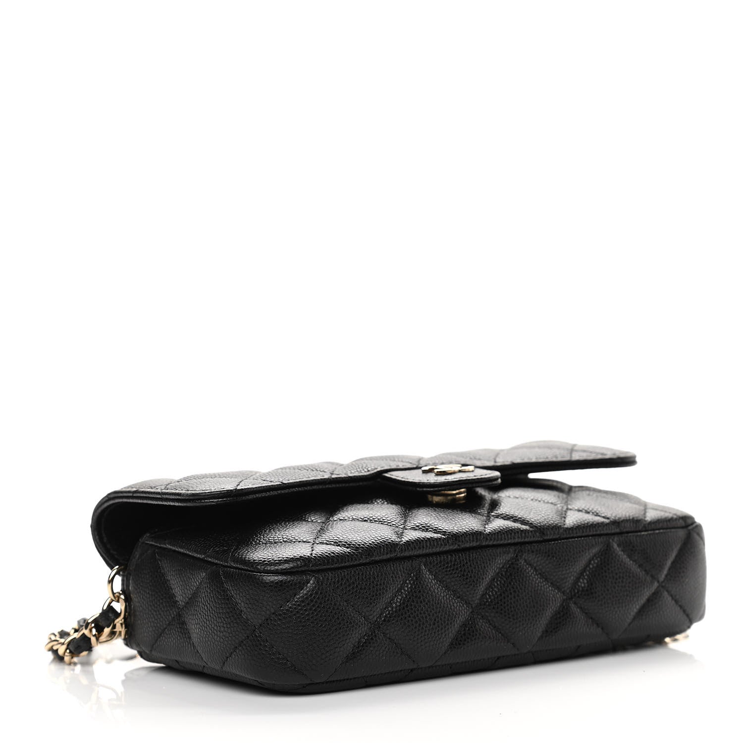 Chanel Caviar Quilted Flap Phone Holder With Chain Black 4 of 13