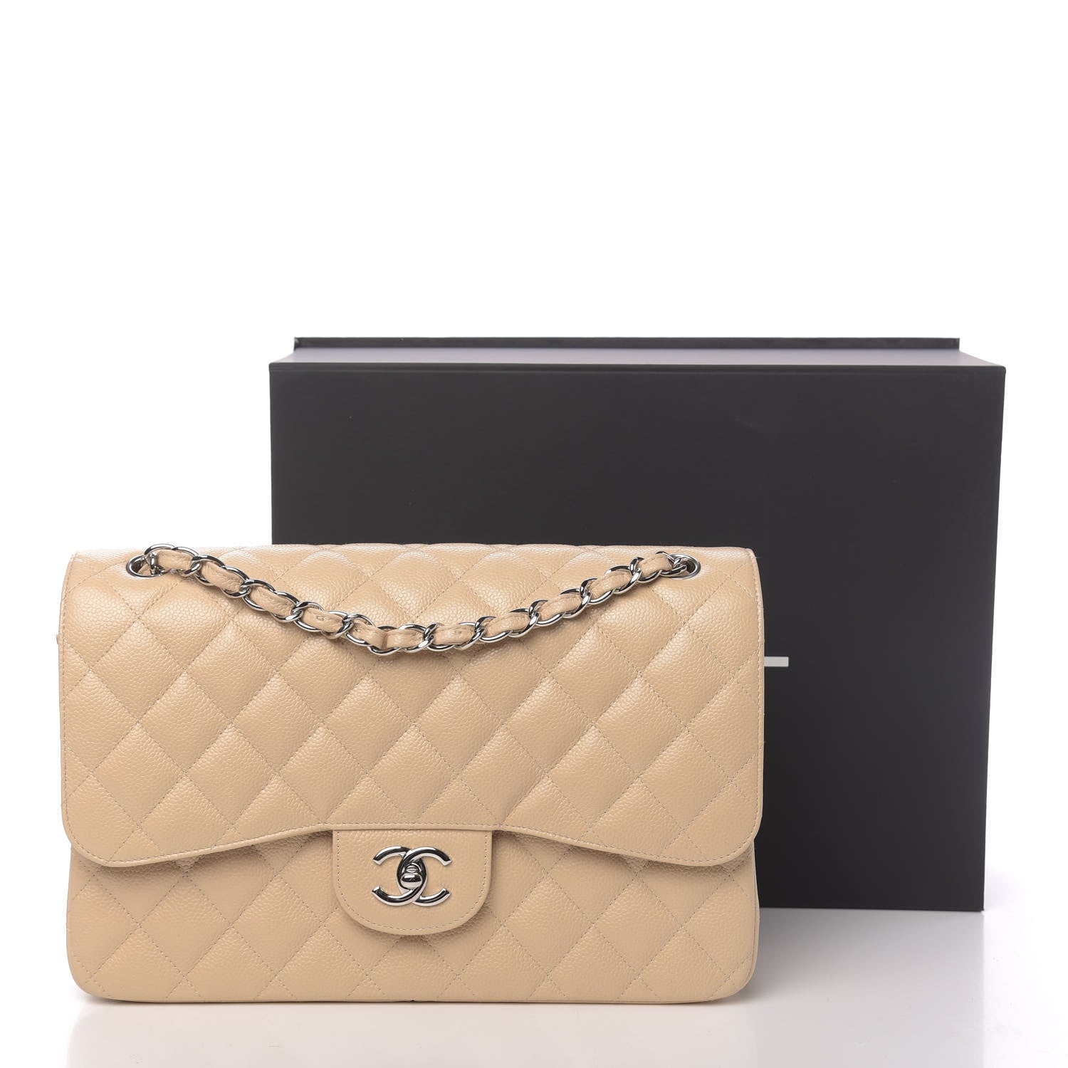 Chanel Caviar Quilted Jumbo Double Flap Beige Clair 11 of 11