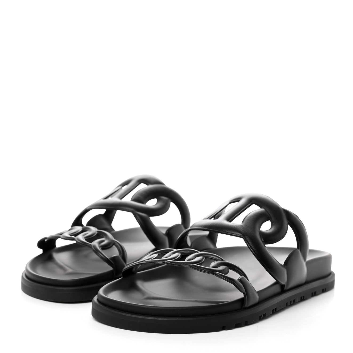 Hermes Nappa Extra Sandals 37 Black 3 of 9