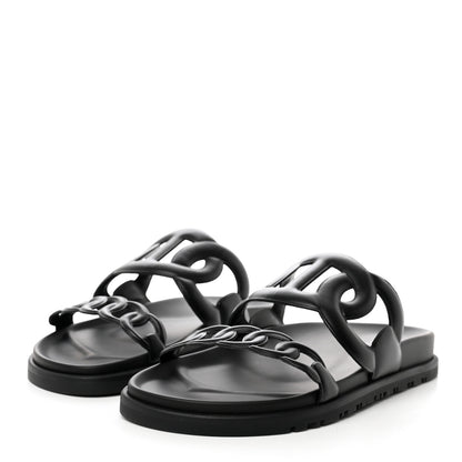 Hermes Nappa Extra Sandals 37 Black 3 of 9