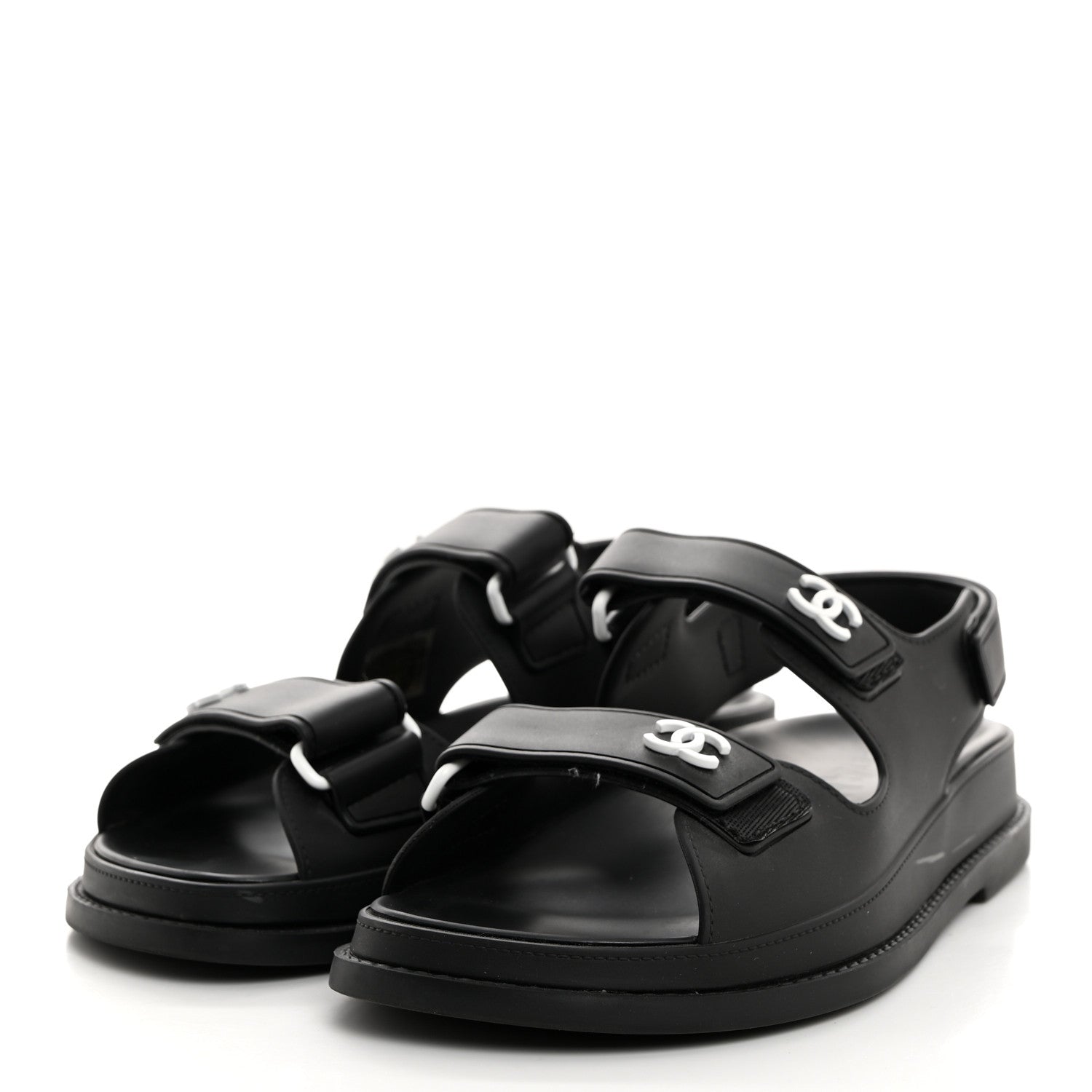 Chanel Rubber CC Dad Sandals 35 Black 3 of 8