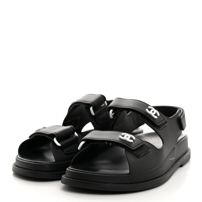 Chanel Rubber CC Dad Sandals 35 Black 3 of 8