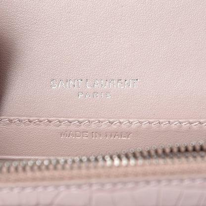 Saint Laurent Calfskin Crocodile Embossed Monogram Sunset Chain Wallet Soft Nude 6 of 8