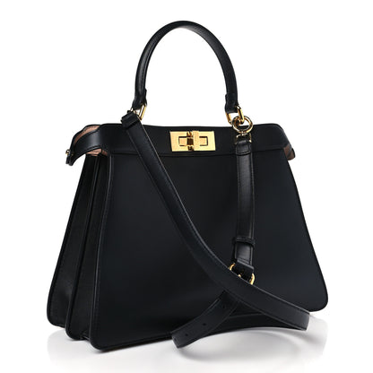 Fendi Vitello Seta Shiny Nappa Medium Peekaboo I SEE U Satchel Black Light Rose 3 of 9