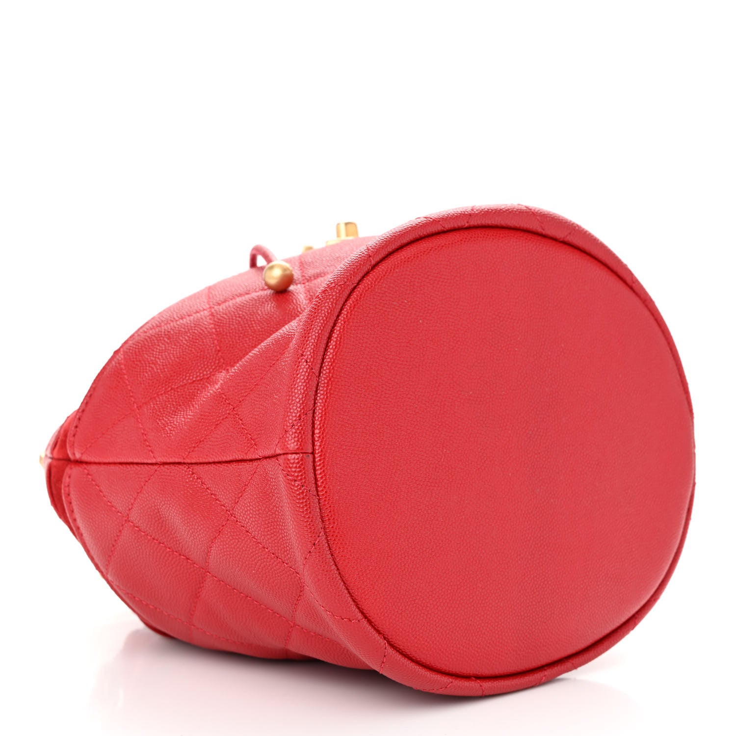 Chanel Caviar Suede Quilted Drawstring Bucket Bag Dark Red 4 of 11