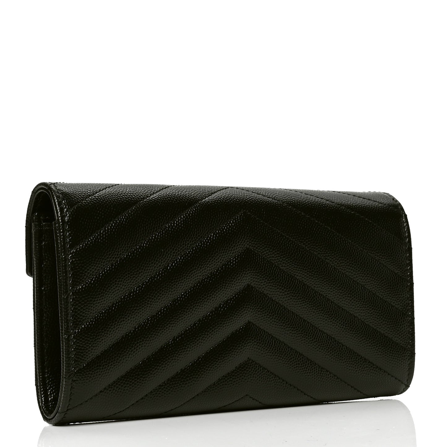 Grain De Poudre Matelasse Chevron Monogram Flap Wallet Black