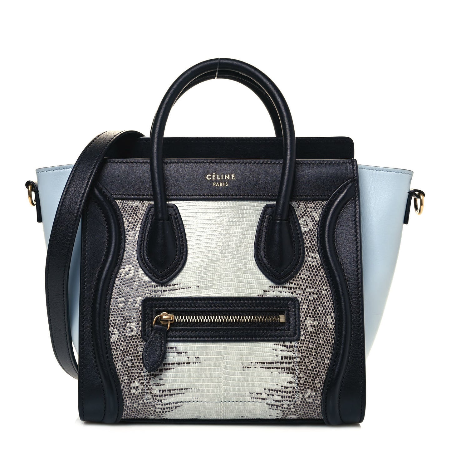 Lizard Smooth Calfskin Nano Tri-Color Luggage Mineral