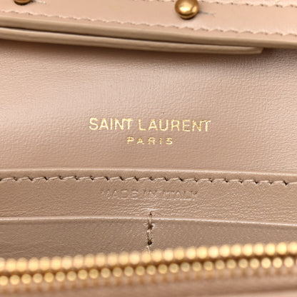 Saint Laurent Glossy Calfskin Monogram Chain Wallet Dark Beige 6 of 12