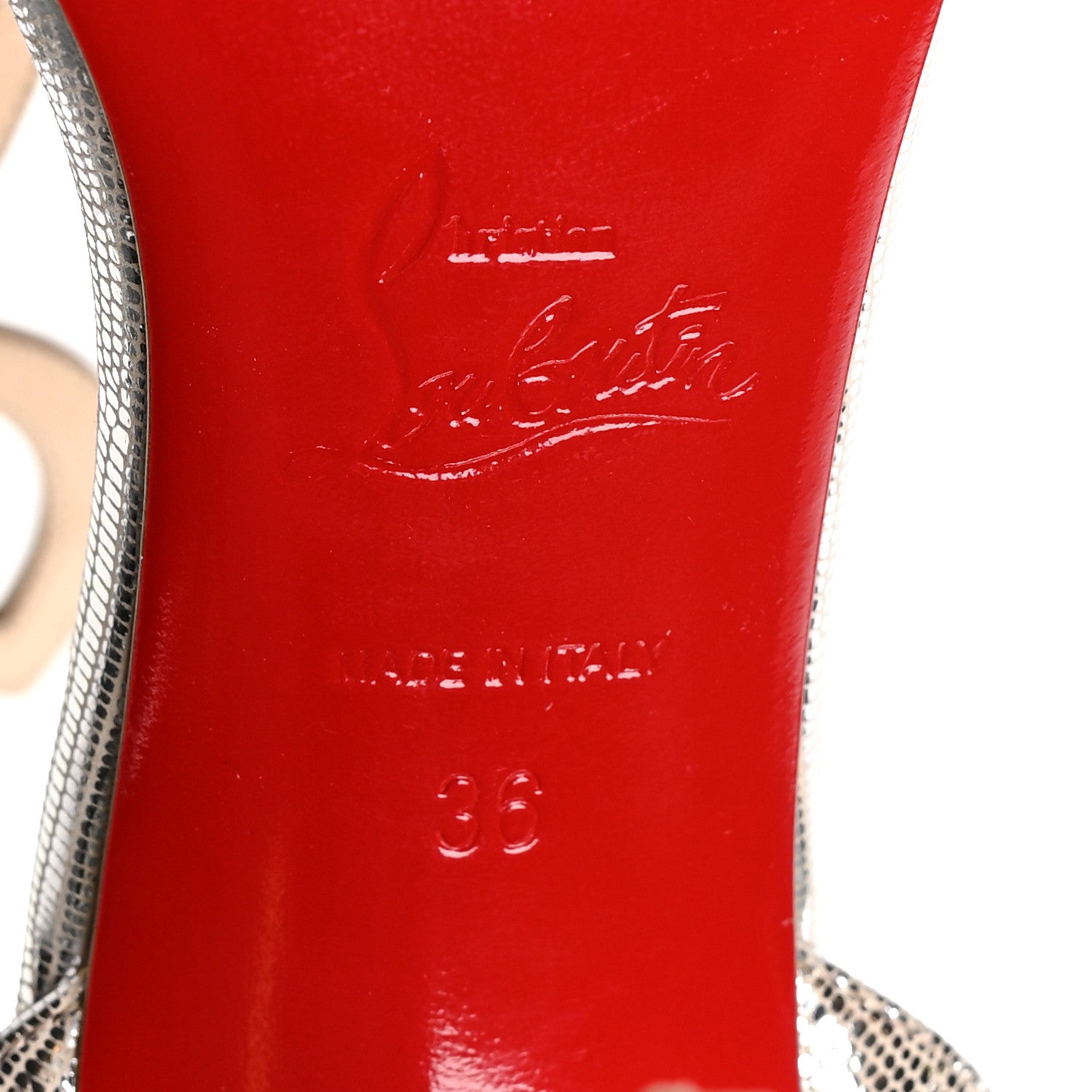 Christian Louboutin Metallic Rete Double L 100 T-Strap Sandals 36 Nude 6 of 7