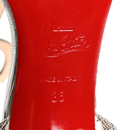 Christian Louboutin Metallic Rete Double L 100 T-Strap Sandals 36 Nude 6 of 7