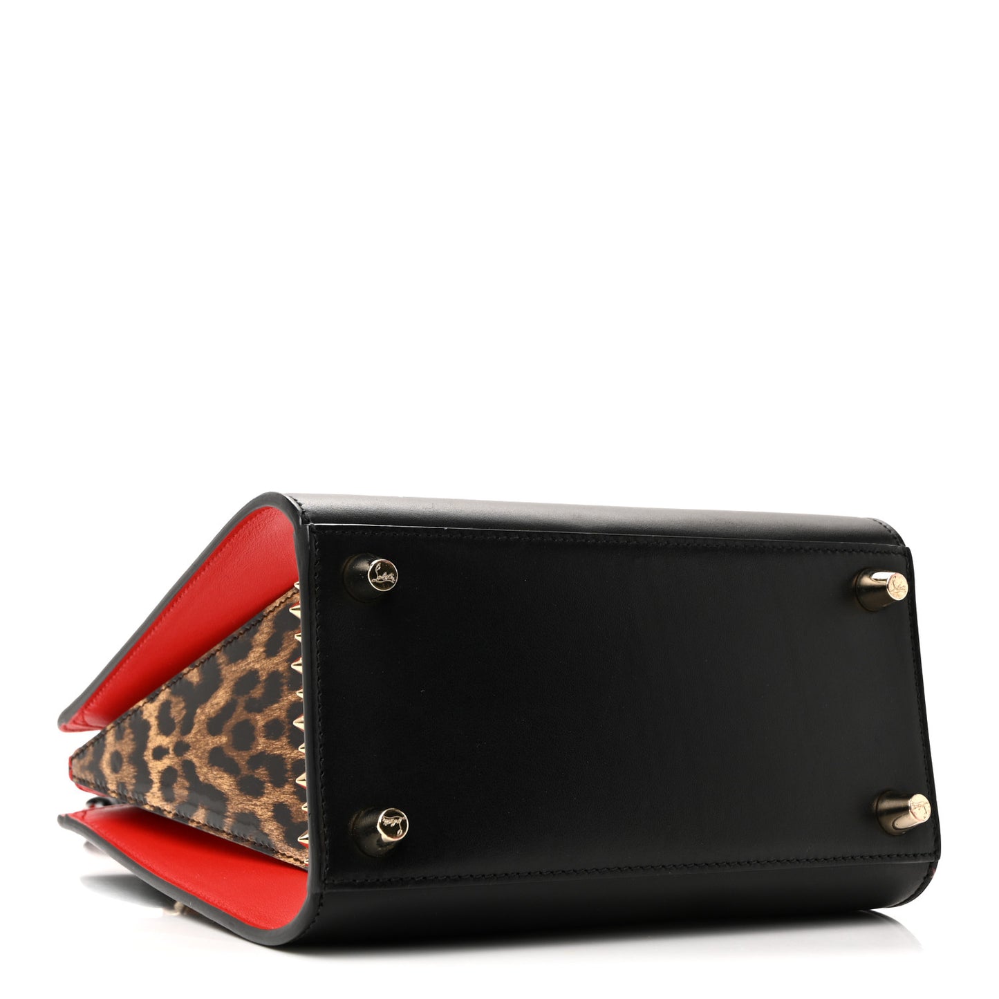 Calfskin Patent Leopard Studded Small Paloma Black