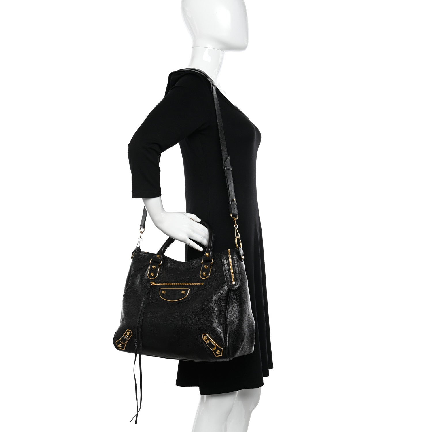 Balenciaga Chevre Gold Metallic Edge Hardware Velo Black 2 of 10