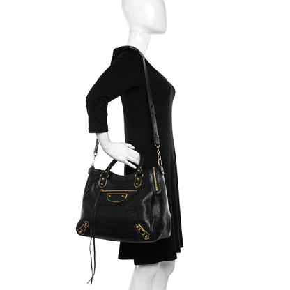 Balenciaga Chevre Gold Metallic Edge Hardware Velo Black 2 of 10