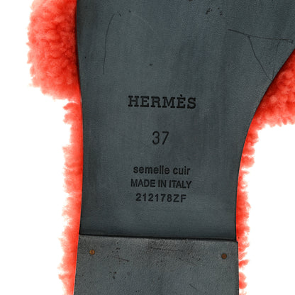 Hermes Woolskin Oran Sandals 37 Orange 7 of 8