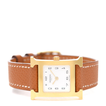 Hermes Stainless Steel Epsom 21mm Heure H Hour Quartz Watch Gold 2 of 5