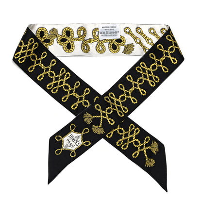 Hermes Silk Galons Et Brandebourg Twilly Black Gold White 1 of 4