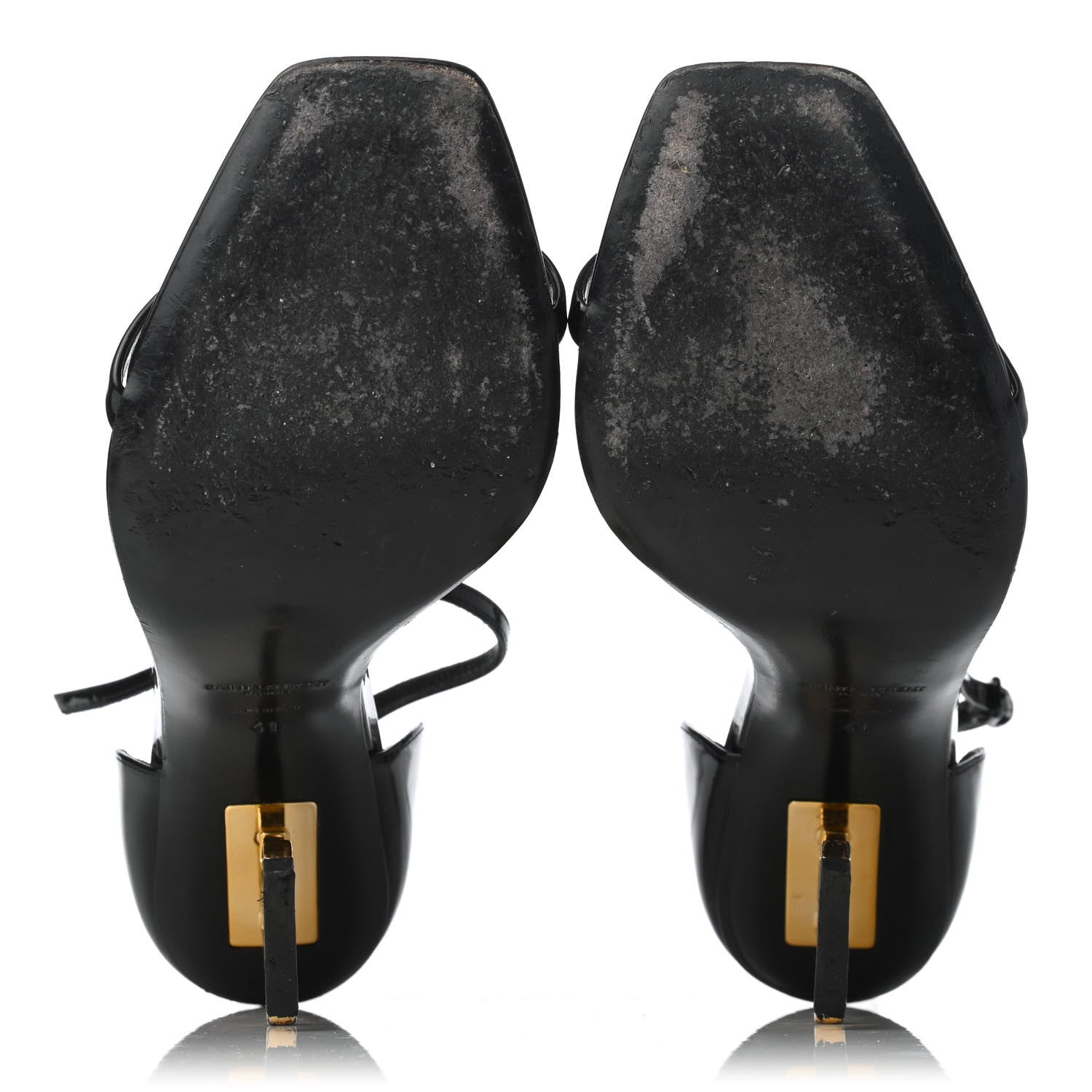 Saint Laurent Patent Calfskin Opyum 110 Sandals 41 Black Gold 5 of 7