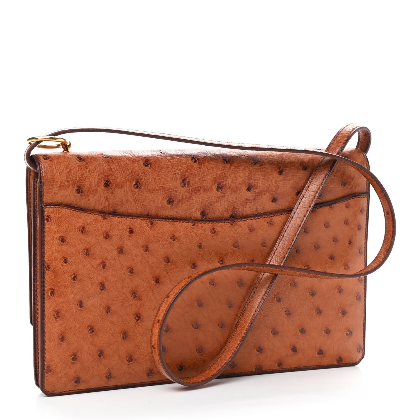 Ostrich Medor Shoulder Bag Gold