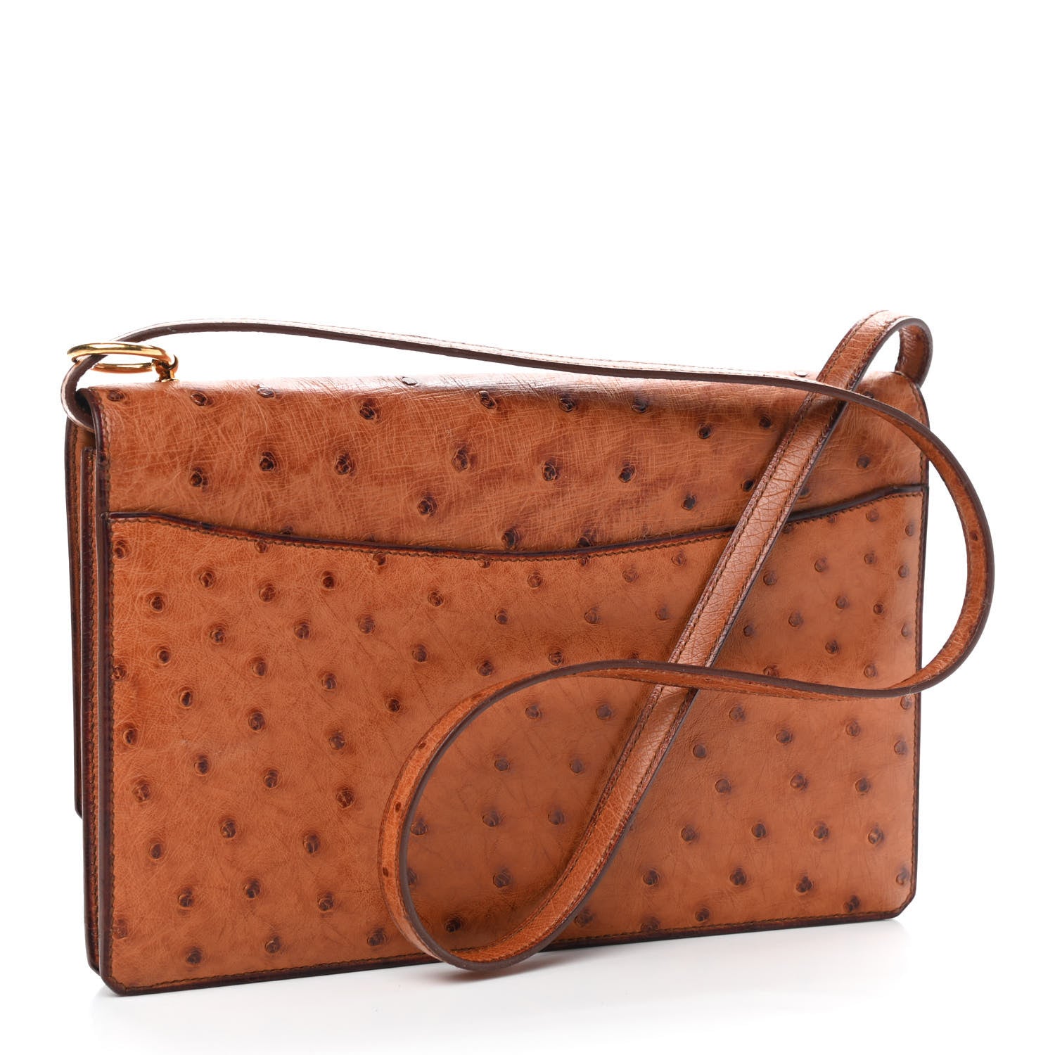 Hermes Ostrich Medor Shoulder Bag Gold 3 of 9
