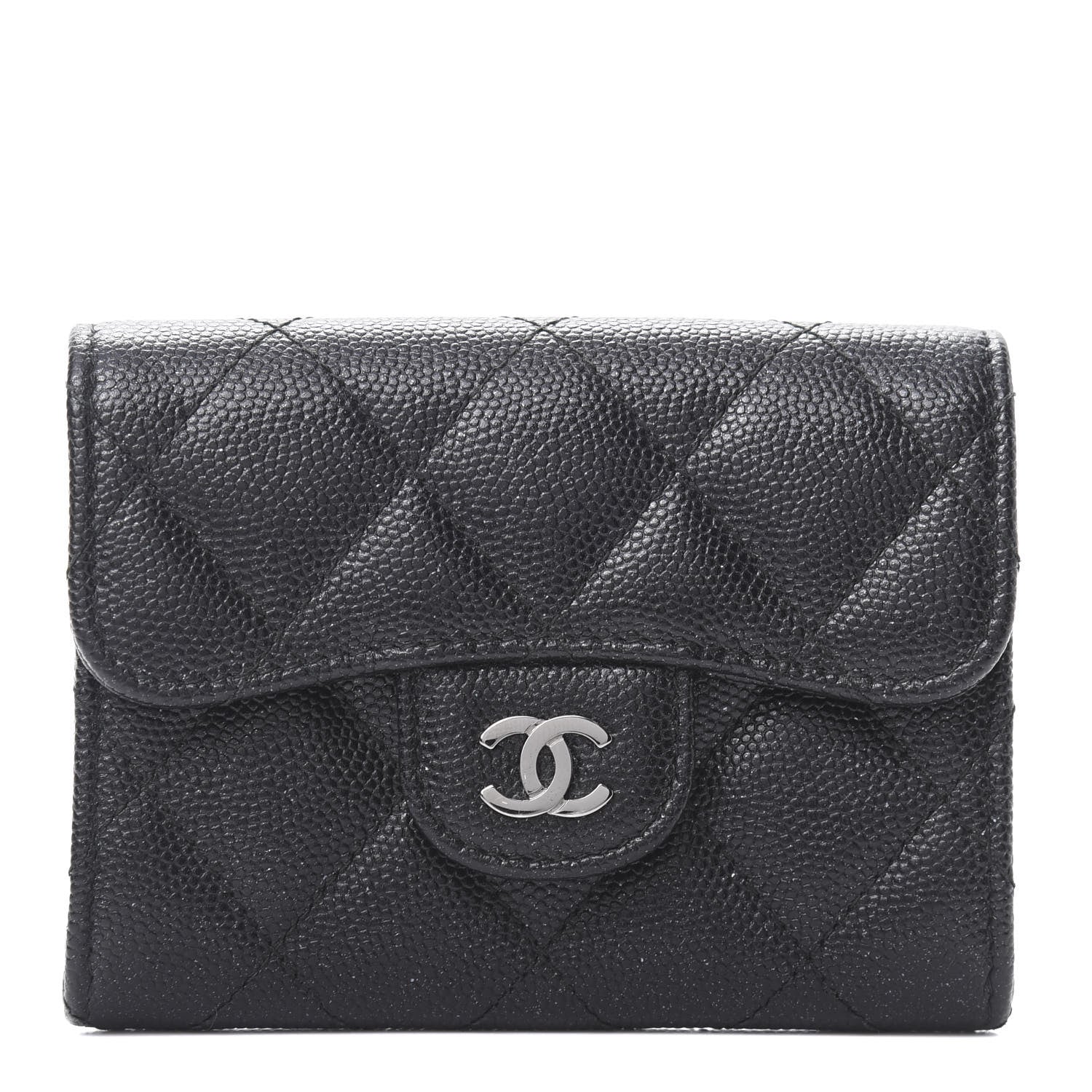 Chanel Iridescent Caviar Quilted Flap Card Holder Wallet Black 1 of 10
