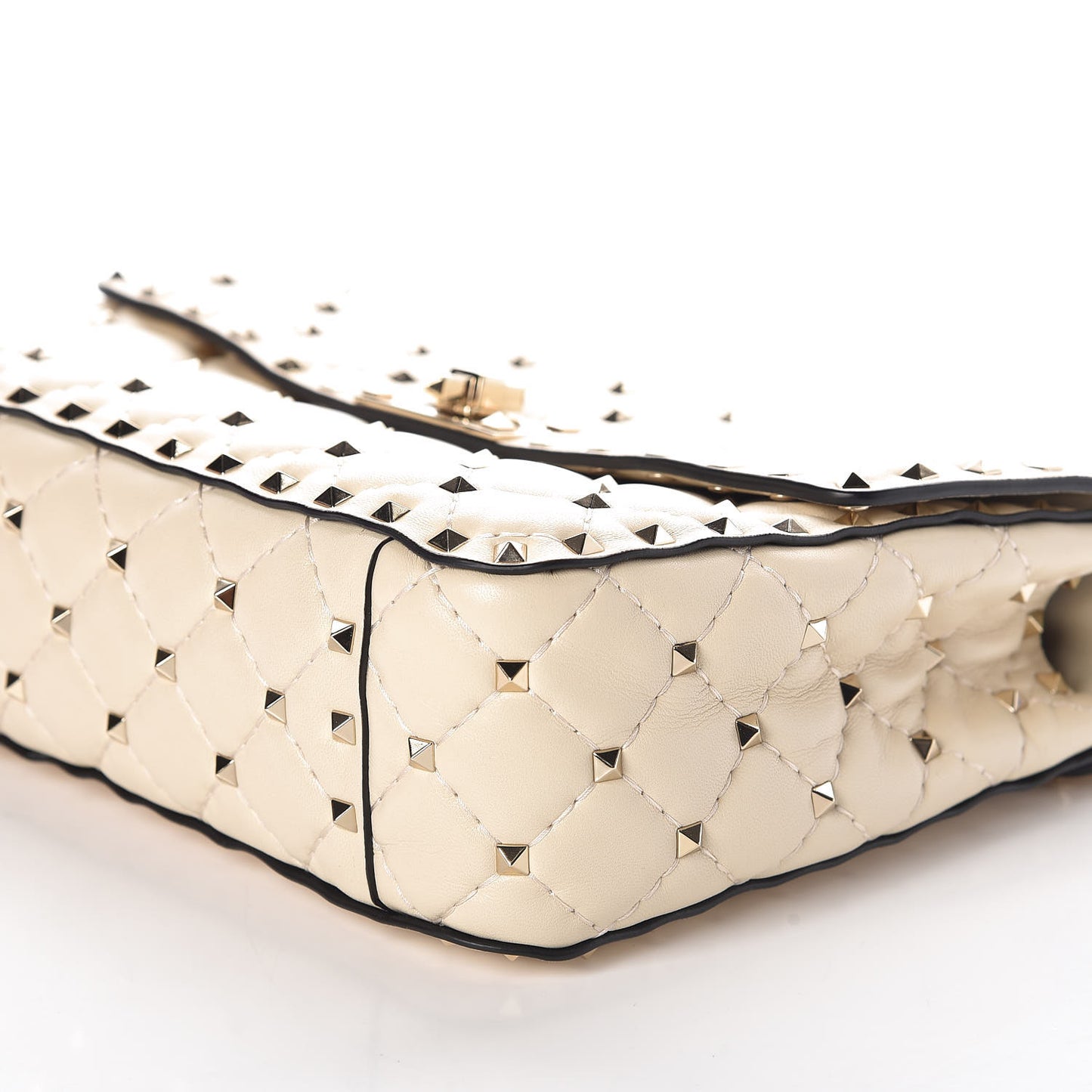 Nappa Medium Rockstud Spike Shoulder Bag Light Ivory