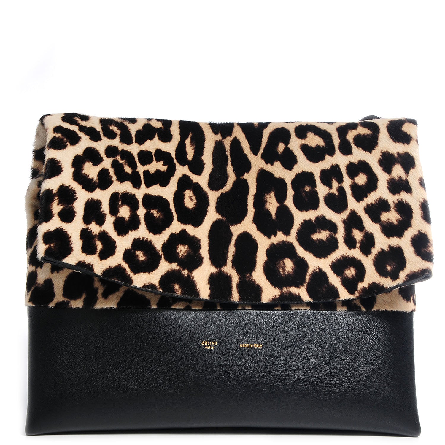 Celine Pony Hair Calfskin Leopard Print All Soft Tote Black 1 of 7