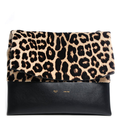 Celine Pony Hair Calfskin Leopard Print All Soft Tote Black 1 of 7