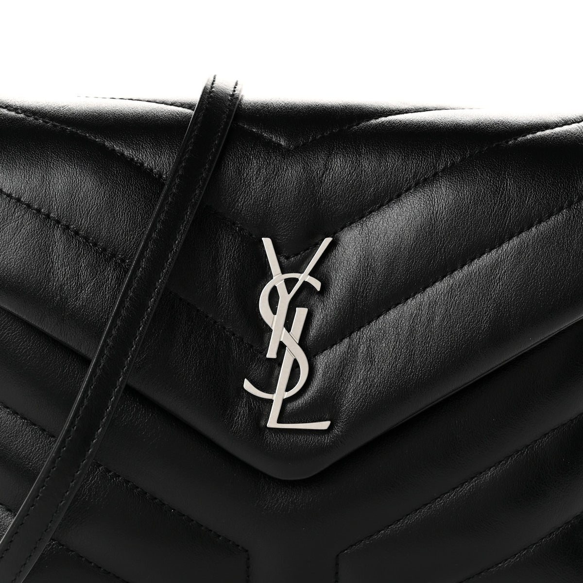 Saint Laurent Calfskin Y Quilted Monogram Toy Loulou Crossbody Bag Black 8 of 10
