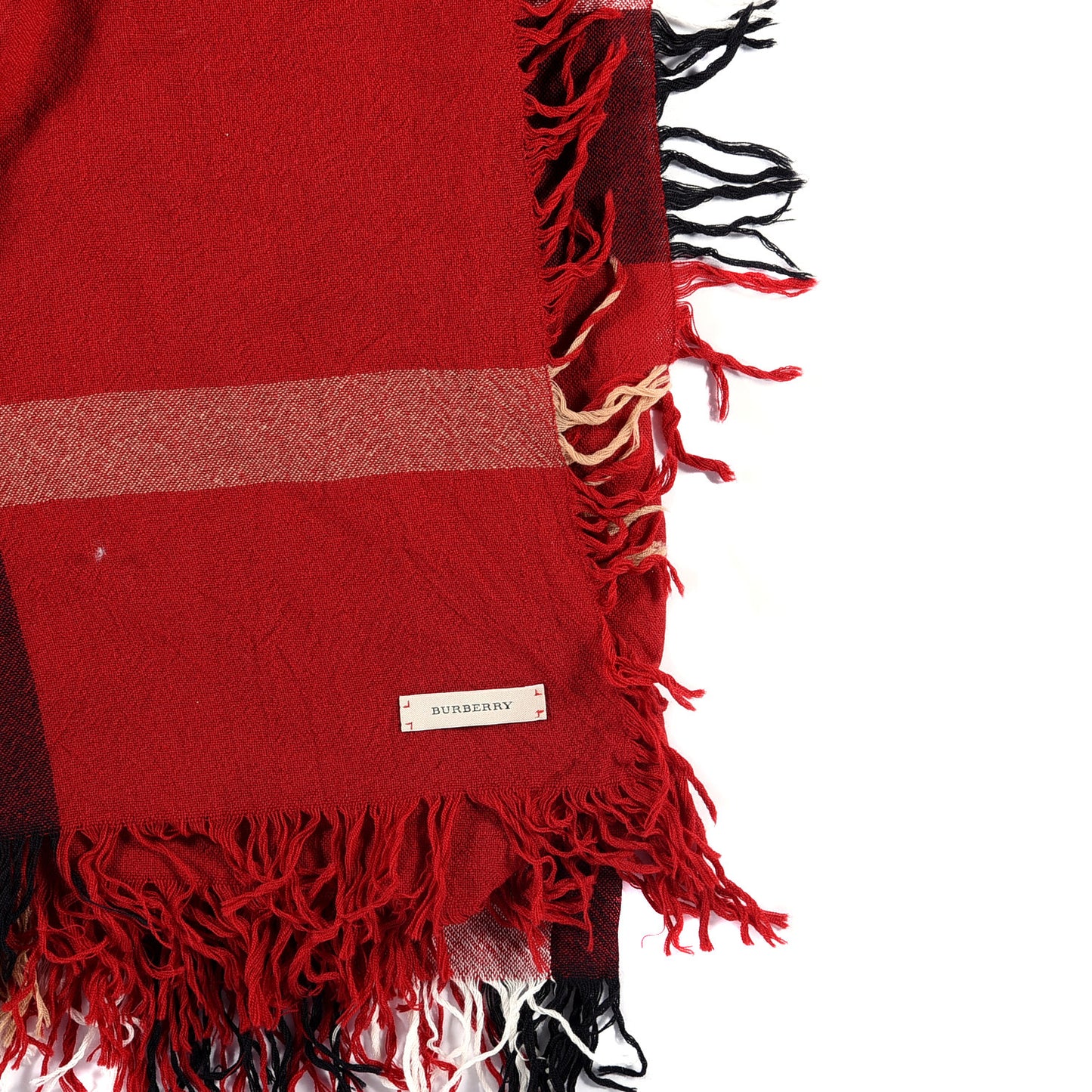 Merino Wool Check Square Scarf Red