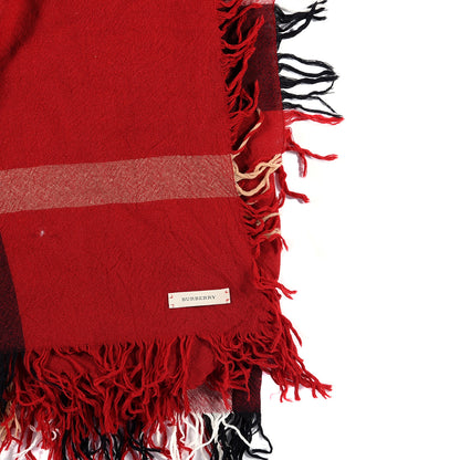Burberry Merino Wool Check Square Scarf Red 4 of 6