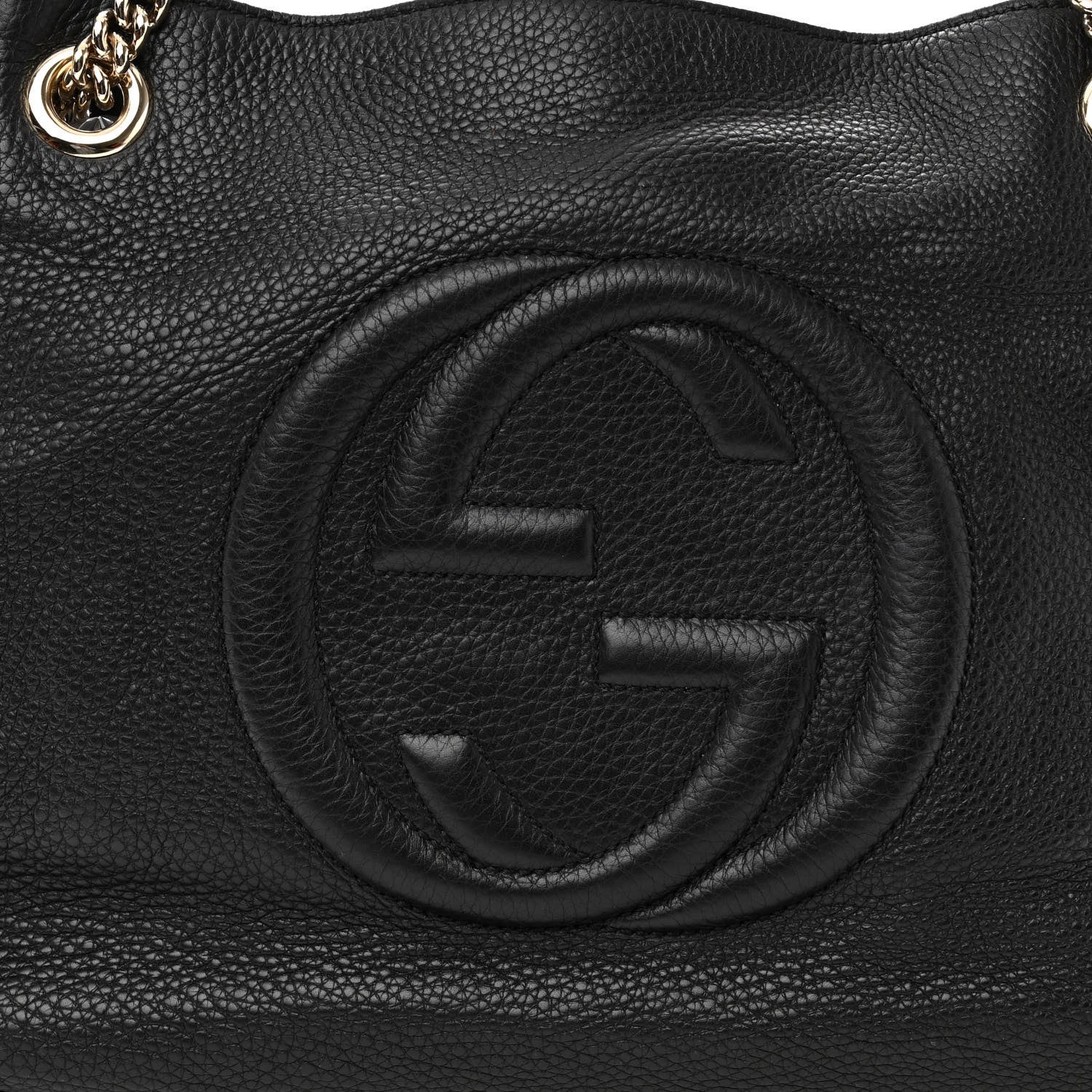Gucci Pebbled Calfskin Medium Soho Chain Shoulder Bag Black 7 of 11