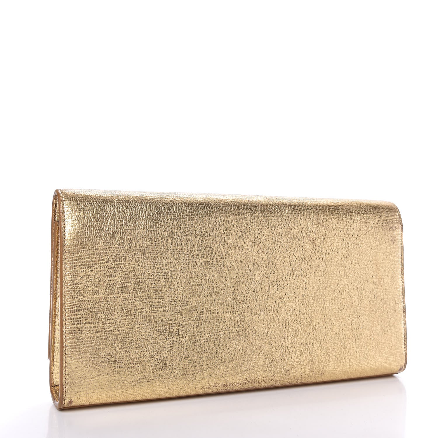 Saint Laurent Metallic Textured Calfskin Monogram Cassandre Clutch Gold 3 of 9