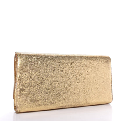 Saint Laurent Metallic Textured Calfskin Monogram Cassandre Clutch Gold 3 of 9