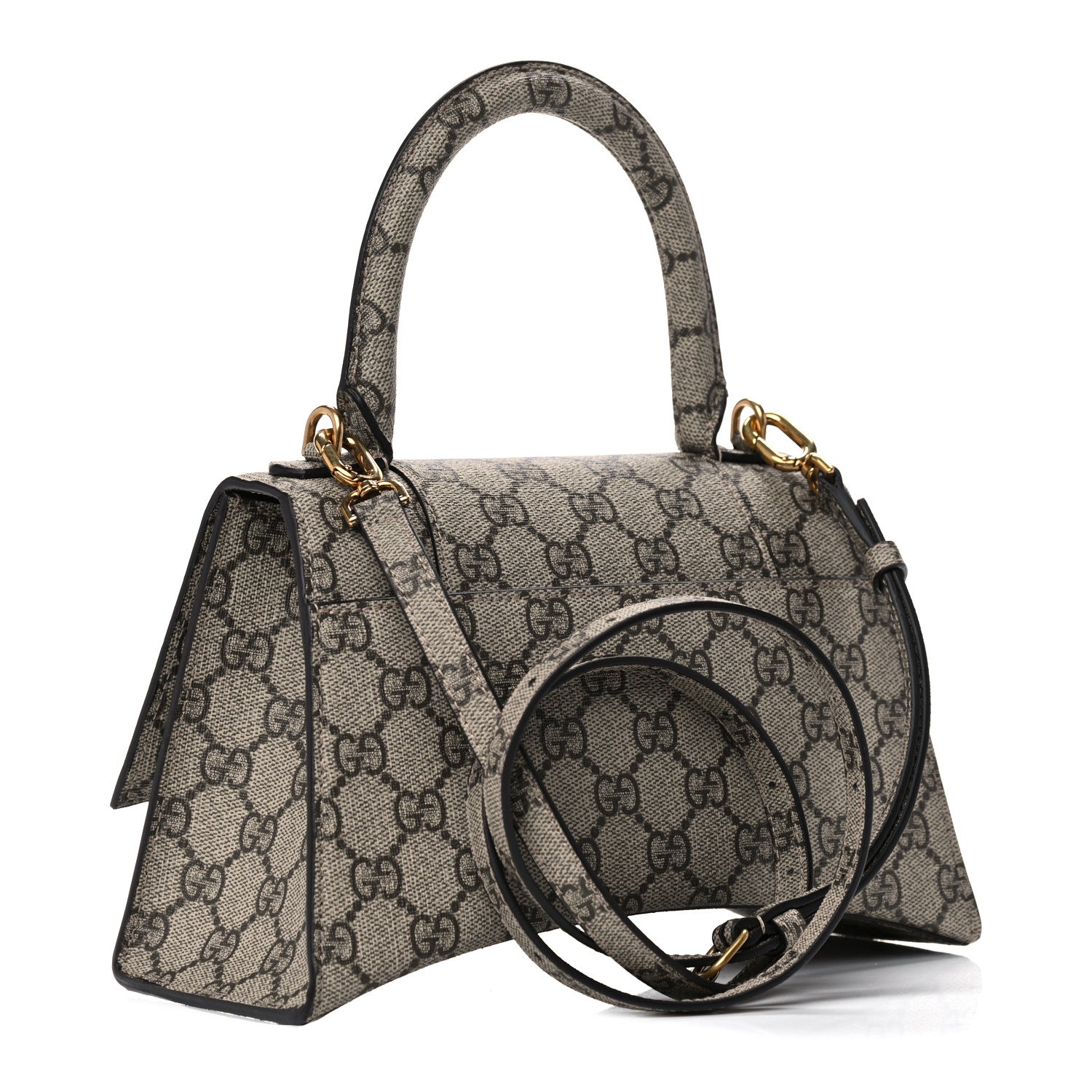 Balenciaga X GUCCI GG Supreme Monogram Small Hourglass Top Handle Bag Beige Ebony 2 of 9