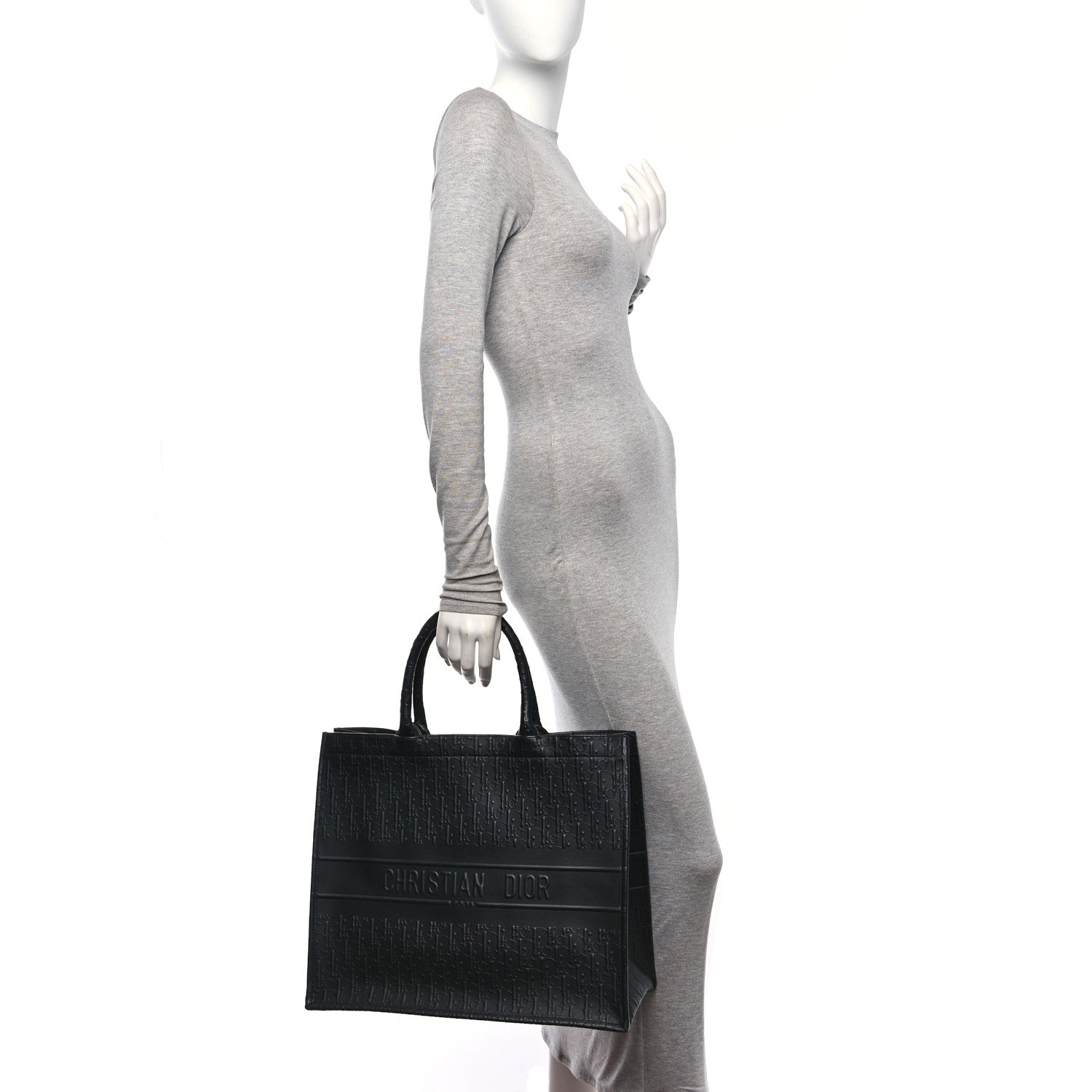 Christian Dior Oblique Calfskin Embossed Large Book Tote Black 3 of 10